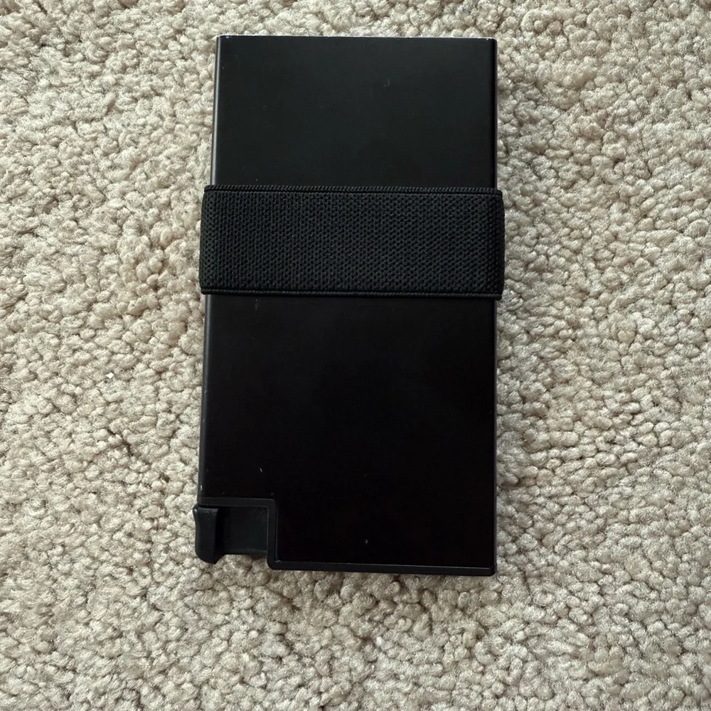 Slim Metal Card Holder with Elastic Strap - Black and Gunmetal